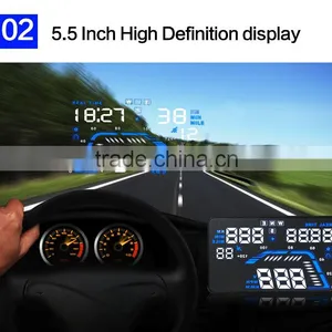 GPS HUD 5.5inch Car Head Up Display Connected Car by Car Charger Plug Play Speed, Real Time,satellite Number,driving Direction thumbnail-6