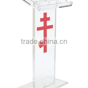 Church Pulpit Designs Acrylic Podium, Vinyl Printing, Orthodox Cross -Clear thumbnail-2