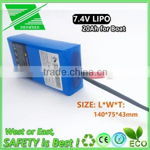 Factory Price 7.4V 20Ah Lipo Battery 7.4V 20000mAh for Eagle Finder Bait Boat thumbnail-1