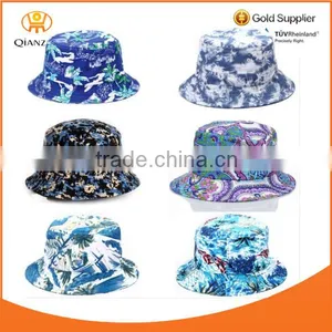 Bucket Hat Blue Tropical Floral Hawaii Tie Dye Paint Hat Fishing Sun Cap Goldtop thumbnail-1