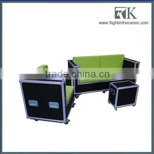 3 Seater Wood and Green Leather Sofa Road Case thumbnail-1