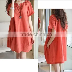 Cotton Linen V-neck Formal Casual Pregnancy Clothing Summer Plus Size thumbnail-5