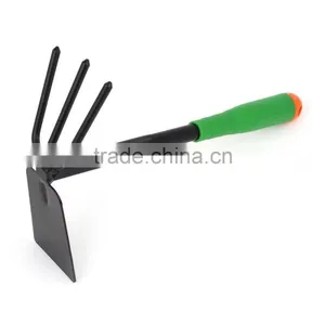 Antislip Handle 12" Gardening Rake Hoe Black for Weeding Soil Turning thumbnail-1