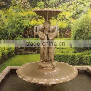 Natural Stone Carved Outdoor Water Fountain With Figure Statue thumbnail-1