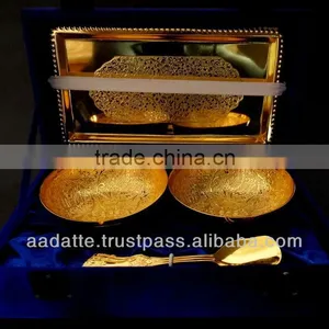 Gold Plated Gift Item Beautiful Kitchen Accessory Gold Plated Bowls Set thumbnail-2