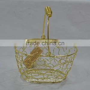 Handmade Metal Wire Storage Basket With Handle thumbnail-4