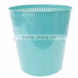 Blue Metal Wire Mesh Waste Paper Basket Bedroom Office Bathroom Rubbish Bin thumbnail-1