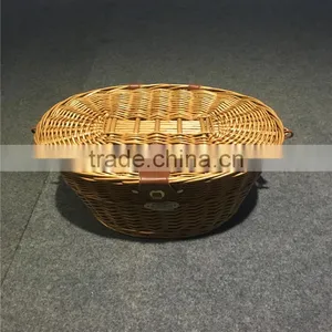 Wholesale Vintage Willow Wicker Bicycle Front Bike Basket With Storage Bicycle Baskets thumbnail-1