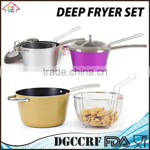 NBRSC Home Nonstick Covered Deep Fryer Aluminum Fry Pot and Basket With Stainless Steel Handle thumbnail-3
