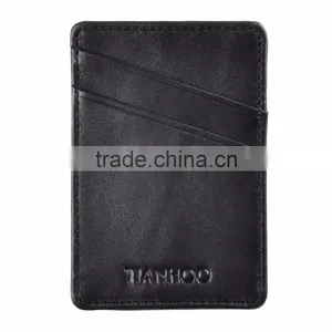 Slim Leather Front Pocket Wallet Credit Card Holder Case - Black thumbnail-5