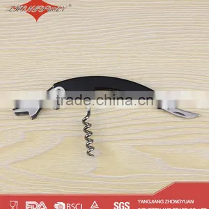 Black Plastic Corkscrew Wine Opener With Knife thumbnail-3