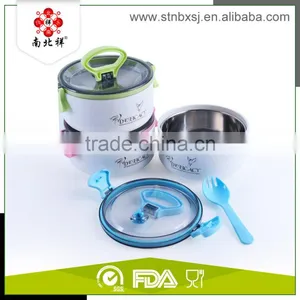 600ml One Layer Round Shape Heated Bento New Stackable Stainless Steel Lunch Box thumbnail-1