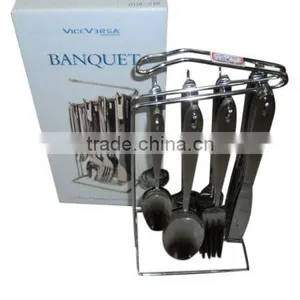 24 Pcs Stainless Steel Tableware Set W/metal Stander thumbnail-1