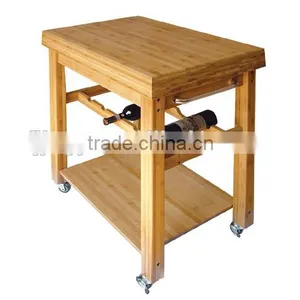 Bamboo Dining Cart With Four Movable Feet thumbnail-2