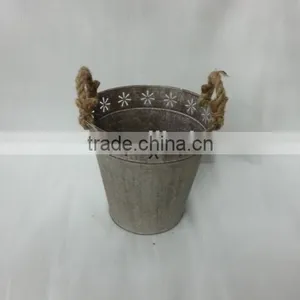 2016 New Grey/white Wash Metal/tin Flower Planter Pots thumbnail-5