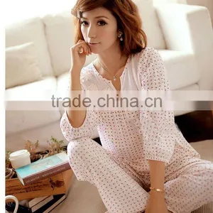 Comfortable Lady's Cotton Long Sleeve Pajamas Nighwear thumbnail-1
