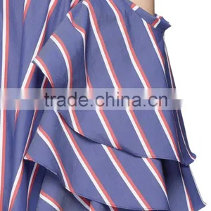 2017 Summer Cold Shoulder Stripe Shirt thumbnail-2