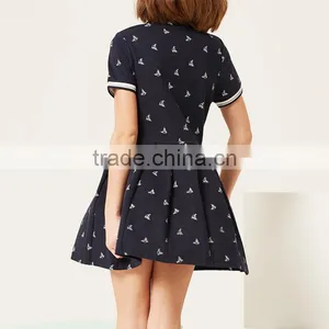 New Summer School Girls' One-piece Dress 2017 Stamp Short Sleeve Dress thumbnail-5