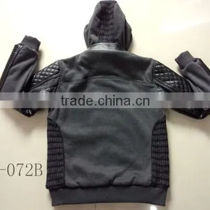 Hot Stock Man Hoody Quilted Jacket Faux Leather Jacket Men thumbnail-4