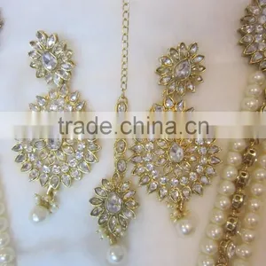 PEARL Gold Plated Necklace EARRING Set thumbnail-3