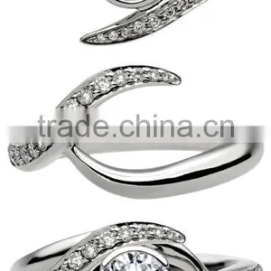 Shining Fashion Jewelry Genuine Sterling Silver 925 Women's Finger Engagement Ring Set thumbnail-1