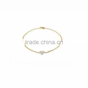 Gold Plated Designer CZ Studded Heart Bracelet thumbnail-1