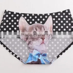 2017 Manufacturer Customized Your Own Brand Design Funny Cute 3D Print 95%Modal 5%Spandex Private Label Women Underwear thumbnail-3