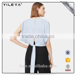 New Arrival Women Sleeveless v Back Shirt Summer Blouse thumbnail-2