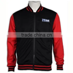 BSCI High Quality Leaver Baseball Jacket Satin Custom Leather Sleeve thumbnail-3
