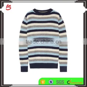 2017 New Design Mid-High Crew Necked Colorblocked Striped Girls Long Sweater thumbnail-1