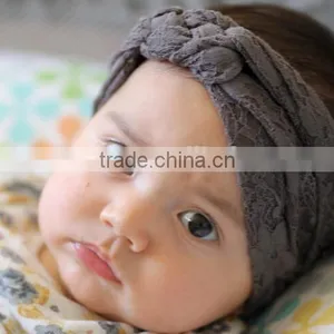 Kids Girl Elastic Lace Cross Headband, Elastic Lace Headband for Kids thumbnail-1
