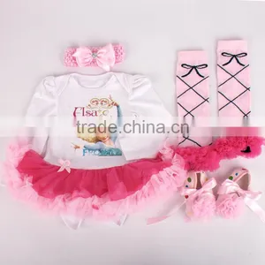 Hot Sale 4Pcs Long Sleeve Cotton Baby Romper Frozen Princess Elsa Costume thumbnail-2