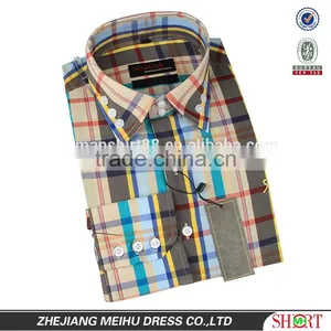 Latest Fashion Men Casual Shirts Plaid Fabric Button up Shirts for Men thumbnail-1