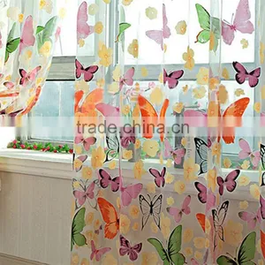 2016 Hot Romantic Butterfly Transparent Curtains Tulle 1x2m for Casement And Door Printed Window Curtain Sheer Voile Curtain thumbnail-5