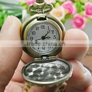 Bronze Tone Round Pocket Watch With Chain Crown Necklace Watch thumbnail-2