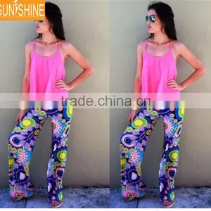 Bohemian Vintage Women Loose Floral Print Long Wide Leg Palazzo Pants thumbnail-5