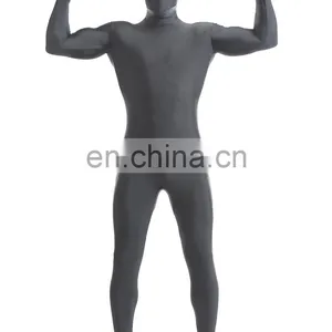 Fancy Dress Halloween Costume Grey Spandex Lycra Full Body Zentai Suit Unitard thumbnail-3