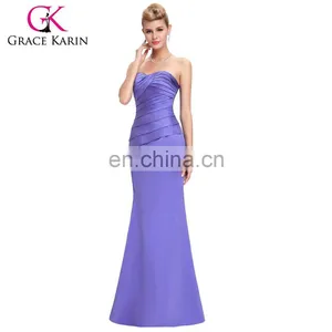 Grace Karin Strapless Sweetheart Floor Length Purple Evening Dress Patterns Mature Ladies Formal Evening Dresses CL3141 thumbnail-1