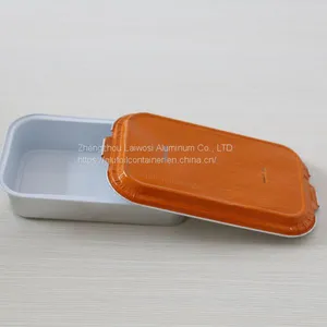Aluminum Foil Airline Food Packing Container With Colorful Lids thumbnail-2