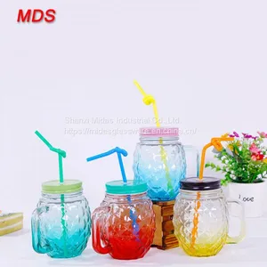 Wholesale Ancient Glassware Color Pineapple Mason Jar With Handle thumbnail-1