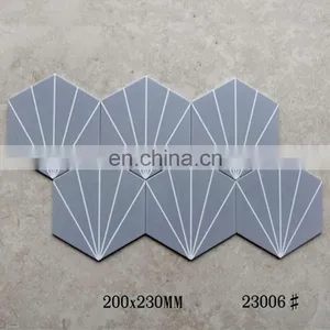 Hexagonal Brick 230*200*115 mm Black and White Rays Pattern Classic Tea Bar Clear Bar Anti-slip Wall Tile Floor Tiles thumbnail-1