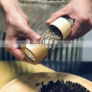 Food Grade Salt And Pepper Grinder Spice Mill Grinder Bottles Shaker With Wooden And Ceramic Mechanism thumbnail-5