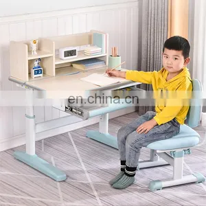 Height Adjustable Storage Modern Simple Solid Wood Children Study Desk Kids Table With Storage Drawer Children Table and Chair thumbnail-1