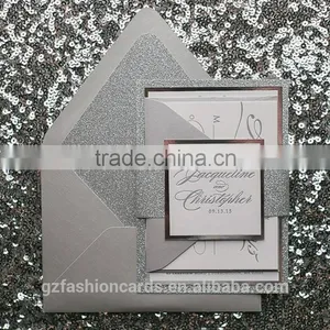 Wholesale Silver Envelope Wedding Invitation Card Glitter Quality Choice thumbnail-5