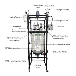 Industrial 150L Fully Customizable Single Dual Jacketed Glass Reactor thumbnail-2