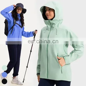 Lightweight Breathable Zipper Softshell Coat Custom Outdoor Jacket Hooded Windproof Waterproof Windbreaker Jacket For Women thumbnail-1