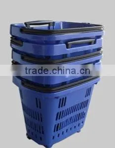 Plastic Shopping Basket With 2 Wheels thumbnail-4