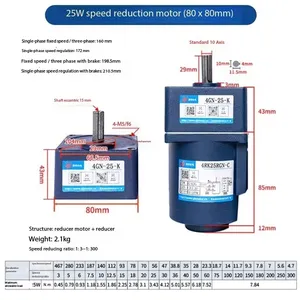 Constant Speed Motor With Reduction Gearbox 25W AC Gear Motor 220/110V 1300/1550rpm thumbnail-1
