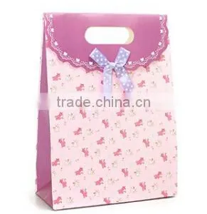 Lavender Pink Promotional Button Closure Gift Paper Bag thumbnail-1