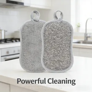 Double-Sided Microfiber Dish Towel Strong and Non-Stick Kitchen Oil Fiber Rag Sponge for Pot Washing and Brush Descaling thumbnail-1
